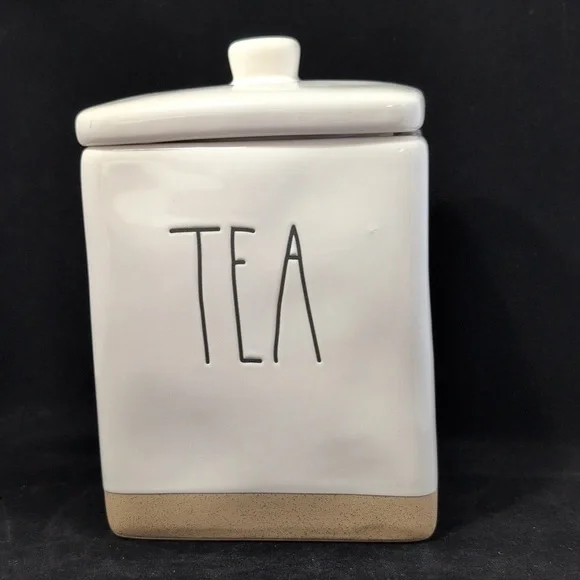 Rae Dunn Cream and Tan Tea Canister - Picture 1 of 4